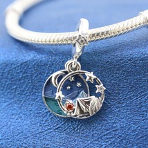2022 Summer Release 925 Sterling Silver Camping Night Sky Double Dangle Charm  - £14.07 GBP