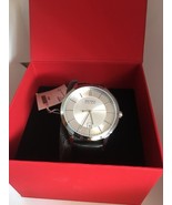 Hugo Boss OFFICER Men&#39;s Black Leather Silver Case Watch 1513613 NEW - $401.81 CAD