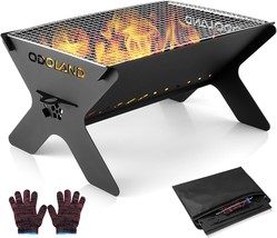 Odoland Camping Campfire Grill, Portable Folding Charcoal Grills,, Backyard - $54.93