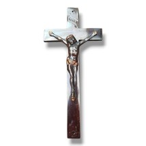 Vintage INRI Crucifix Jesus Christ Cross Metal Wall Cross Bronze Accents 9&quot; - £12.93 GBP