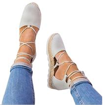 Womens Flat Lace-Up Espadrilles Summer Chunky Holiday Sandals Shoes Strap Shoes - £24.84 GBP