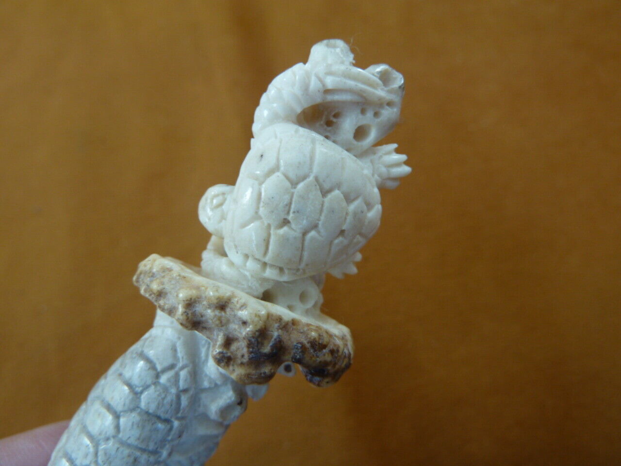 (TURT-SEA-30) Sea turtles + coral of shed ANTLER figurine Bali detailed carving Item image 3
