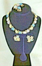 Vintage Trifari Fleurette Enamel Rhinestone Earrings Brooch/Pin Collar Necklace - £335.78 GBP