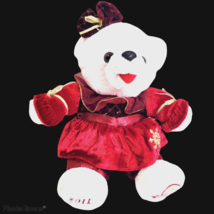 Dan Dee Christmas 25th Anniversary Snowflake Girl Bear 12&quot; Whlte Red Dre... - £18.87 GBP