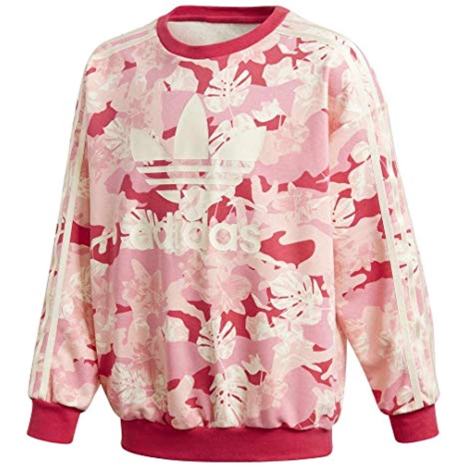 adidas Originals Girls' Crew Neck Sweatshirt GD2862 Cream/Pink Size X-Small - $34.47