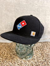 Dominos pizza Carhartt flat bill snap back hat cap black - $17.23