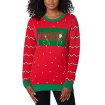 Jolly to be Ladies&#39; Long Sleeve Crewneck Holiday Sweater, Red Naughty/Nice Mediu - £18.42 GBP