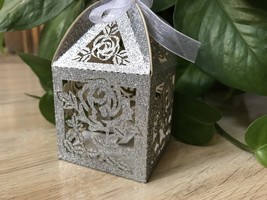 Rose Flower Wedding Gift Boxes,Laser Cut wedding Favor Boxes for guests,... - $48.00