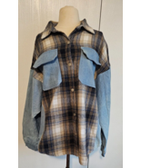 Bibi Women&#39;s Long Sleeve Denim Shirt Jacket X-LARGE Solid &amp; Plaid Button... - $48.37