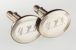 Tiffany &amp; Co.Argent Sterling Engine-Turned Ovale Boutons Manchette W/Mon... - €238,86 EUR