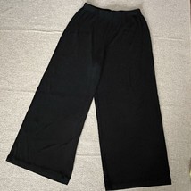 Chicos Travelers Wide Leg Pull On Pants Size 1 US M Black Slinky Knit - $18.81