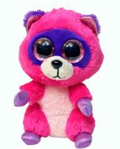Ty Beanie Boos ROXIE Raccoon 2015 Hot Pink Plush Glitter Eyes ~No Heart ... - £9.59 GBP
