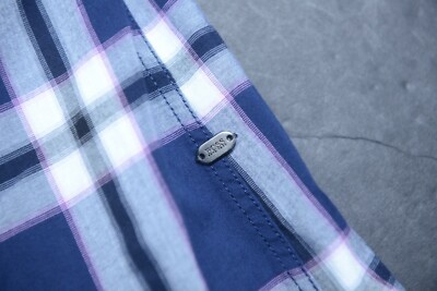HUGO BOSS Uomo C-Bopaz Regular Blu Navy Controlli Cotone Sport Camicia Casual S Item image 5