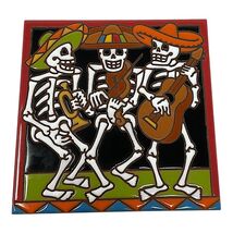 Day of the Dead Skeleton Mariachi Band 6X6 Hand Glazed SW Decorative Til... - $35.98