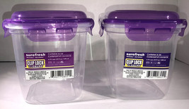 2ea 6.75Cup Sure Fresh Dry/Cold/Freezer Food Storage Containers W Clip-Lock Lids - £15.73 GBP