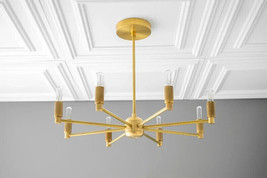 Mid Century Modern Brass 8 Lights Sputnik Chandelier Ceiling Light Fixture - £295.08 GBP