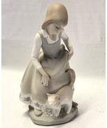 Lladro Porcelain Figurine Little Girl w/ Kitty Cat Hand Made in Spain 8.... - €46,88 EUR