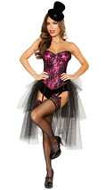 Roma Deluxe Burlesque Girl Strapless Corset Pink/Black Costume 4826 - £68.80 GBP