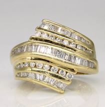 2.50 Ct Baguette Cut CZ Diamond Flower Wedding Ring 14k Yellow Gold Finish - £77.20 GBP