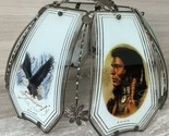 OK Lighting Glass Panel Touch Lamp Shade Native American &amp; Bald Eagle vi... - $49.50