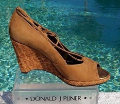 Donald Pliner Couture Suede Leather Wedge Shoe New Peep Toe Platform 10 $235 NIB - £64.86 GBP