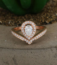 0.50Ct Pear Cut Diamond Half Eternity Engagement Ring Band 14k Rose Gold Finish - £59.02 GBP