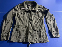 Fox Racing Jacket Military Style Zip &amp; Button Army Green Logo Women’s Si... - $44.54