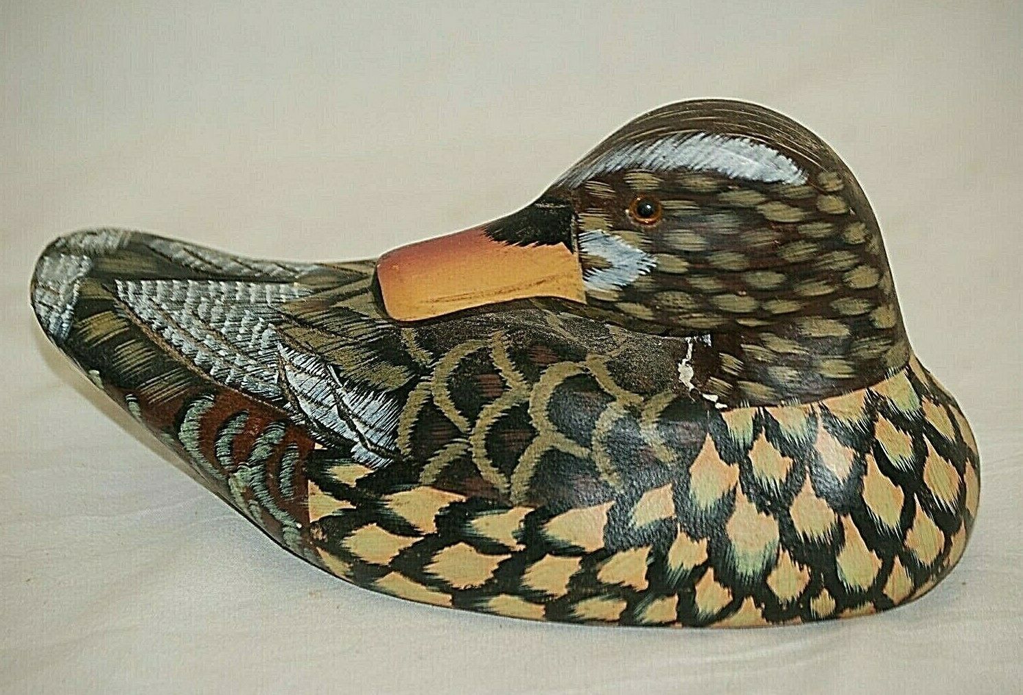 Wood Duck Decoy Hand Carved Wooden Folk Art Man Cave Vintage Decor - $29.69