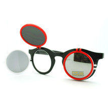 Flip Up Flip Side Sunglasses Clear Glasses Round Circle Frame 3 Layers Lens - £8.71 GBP+