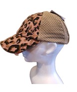 C.C. Dusty Rose Leopard Print Distressed Vintage Pony Cap with Knit Mesh... - $24.50 CAD