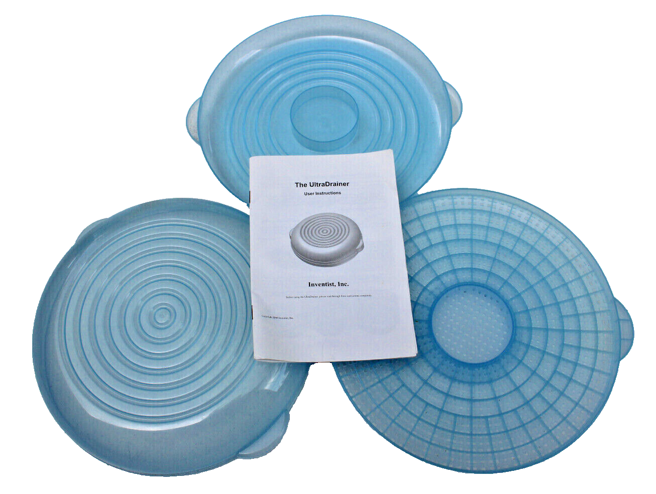 Primary image for THE ULTRA DRAINER 11” MULTIPLE USE DRAINER SERVING TRAY INVENTIST BLUE COMPLETE
