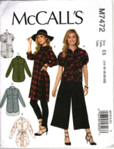 McCalls M7472 Misses 14 to 22 Tunics and Tops Uncut Sewing Pattern New - £10.97 GBP