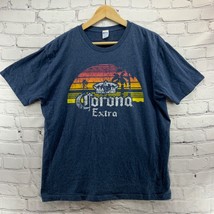 Corona Extra Graphic T-Shirt Mens Sz L Blue Heather Tropical Sunset Beer... - £15.77 GBP