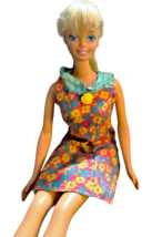 Vtg 1976 1966 Twist And Turn Barbie Doll Blonde Hair Blue Eyes Floral Mini Dress image 5
