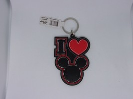 Classic Disney I Love Mickey Mouse Head Ears Heart Rubber Silicone Keychain Ring - £12.94 GBP