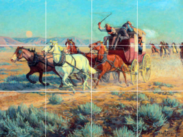 Indians cowboys western adventure shootout ceramic tile mural backsplash - £46.73 GBP+