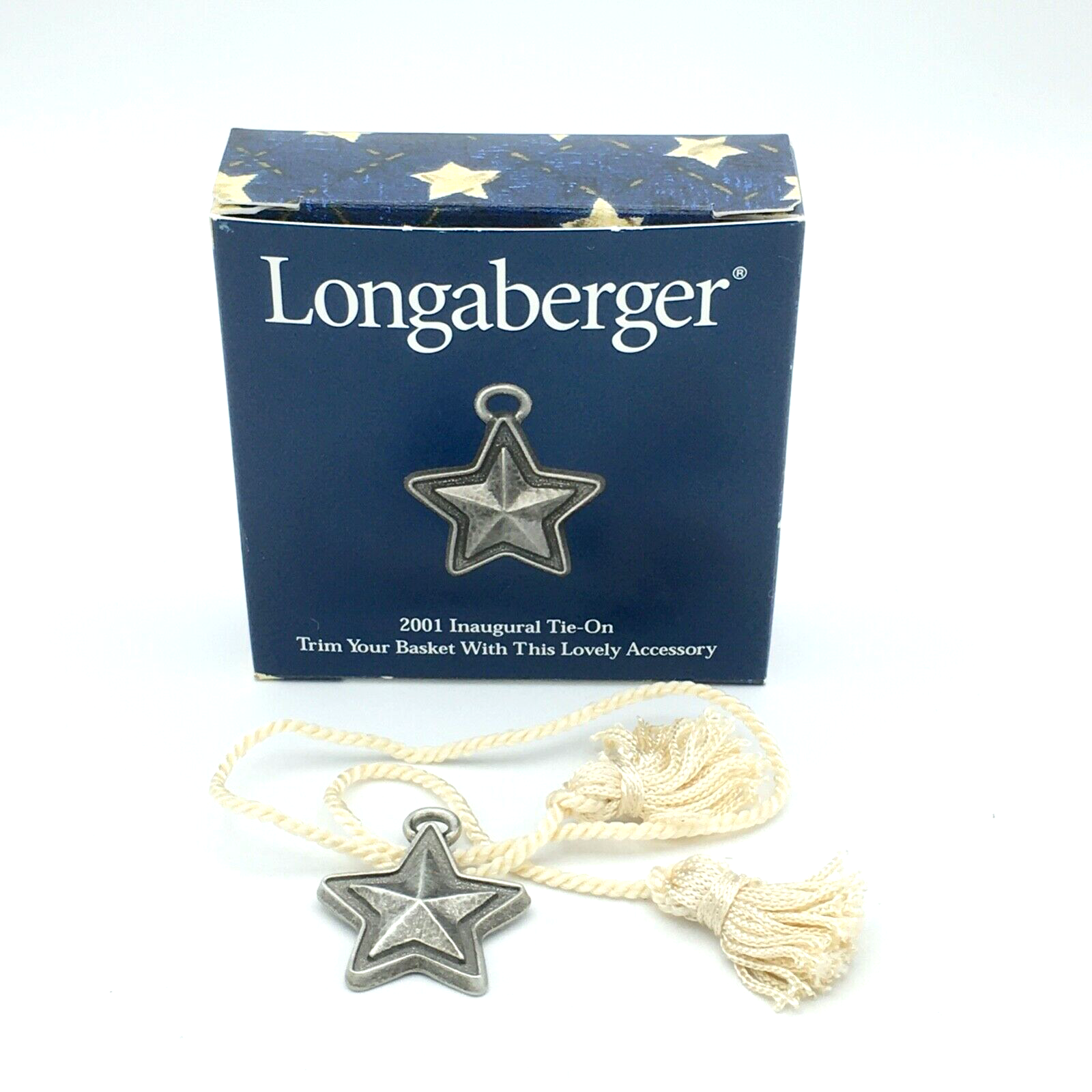 LONGABERGER 2001 Inaugural star tie-on - Collectors Club rustic silver metal - $6.00