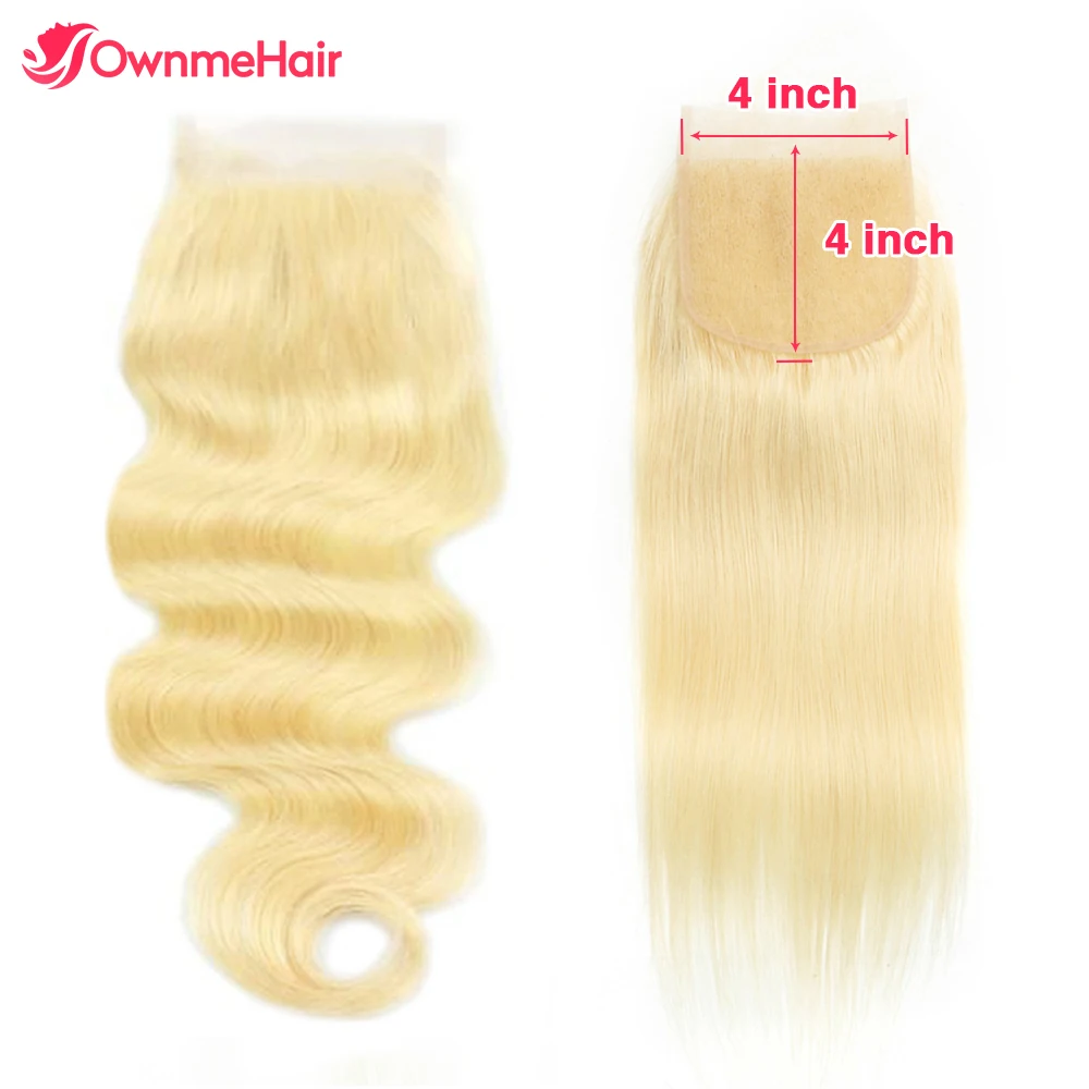 4x4 Lace Closure 613 Blonde Straight Hair Closure Human Hair Brazilian Hair Body - £39.49 GBP+