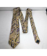 BRUNO PIATTELLI Men&#39;s Tie Gold Blue Paisley 59 L 3.5 W EUC - $13.32 CAD