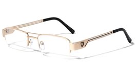 Dweebzilla Khan Slim Half Rim Rectangular Luxury Sunglasses Clear Lenses (Gold &amp; - £10.83 GBP