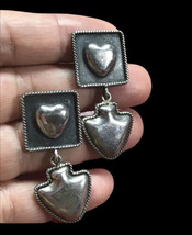 Rare Vintage Sterling Silver Mexico Black Enamel Earrings - £120.20 GBP