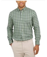 Lands&#39; End Mens Shirt Green Plaid Button-Up Long Sleeve Wrinkle-Free Lig... - $60.33 CAD
