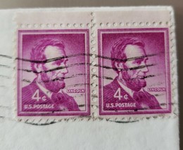 Rare (2) US Abraham Lincoln 4 Cent Stamps posted  letter Philadelphia  Mint - £26.32 GBP
