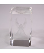 3D Laser Etched Clear Glass Crystal Angel Paperweight Cube 3 Inches Tall - $10.23
