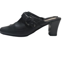 Nicole Womens Shoes Slip On Heels Size 7.5  Black Leather Side Buckle Design - £11.12 GBP