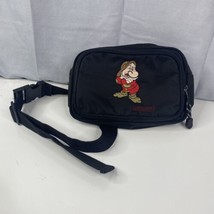 Disney Parks Vintage Embroidered Grumpy Black Fanny Pack Belt Bag Adjustable Zip - £18.97 GBP