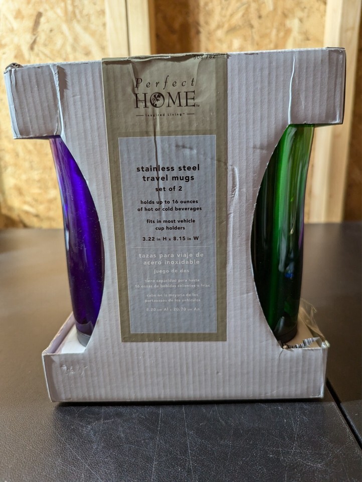 perfect home 16oz. 2pk stainless steel travel mugs - $25.43