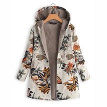 Female Jacket Plush Coat Women&#39;s Windbreaker Winter Warm Outwear  Print Hooded P - £72.65 GBP