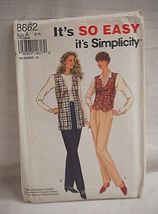 Simplicity Sewing Pattern 8662 Pull on Pants &amp; Lined Vest Size 8-18 Vint... - $9.89