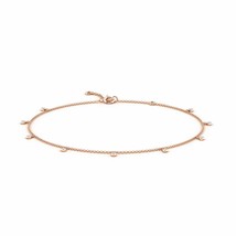 ANGARA Natural 0.19 Ct Diamond Station Adjustable Charm Anklet in 14K Solid Gold - £719.68 GBP